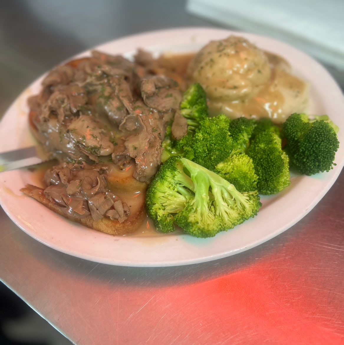 Open Roast Beef Sandwich.