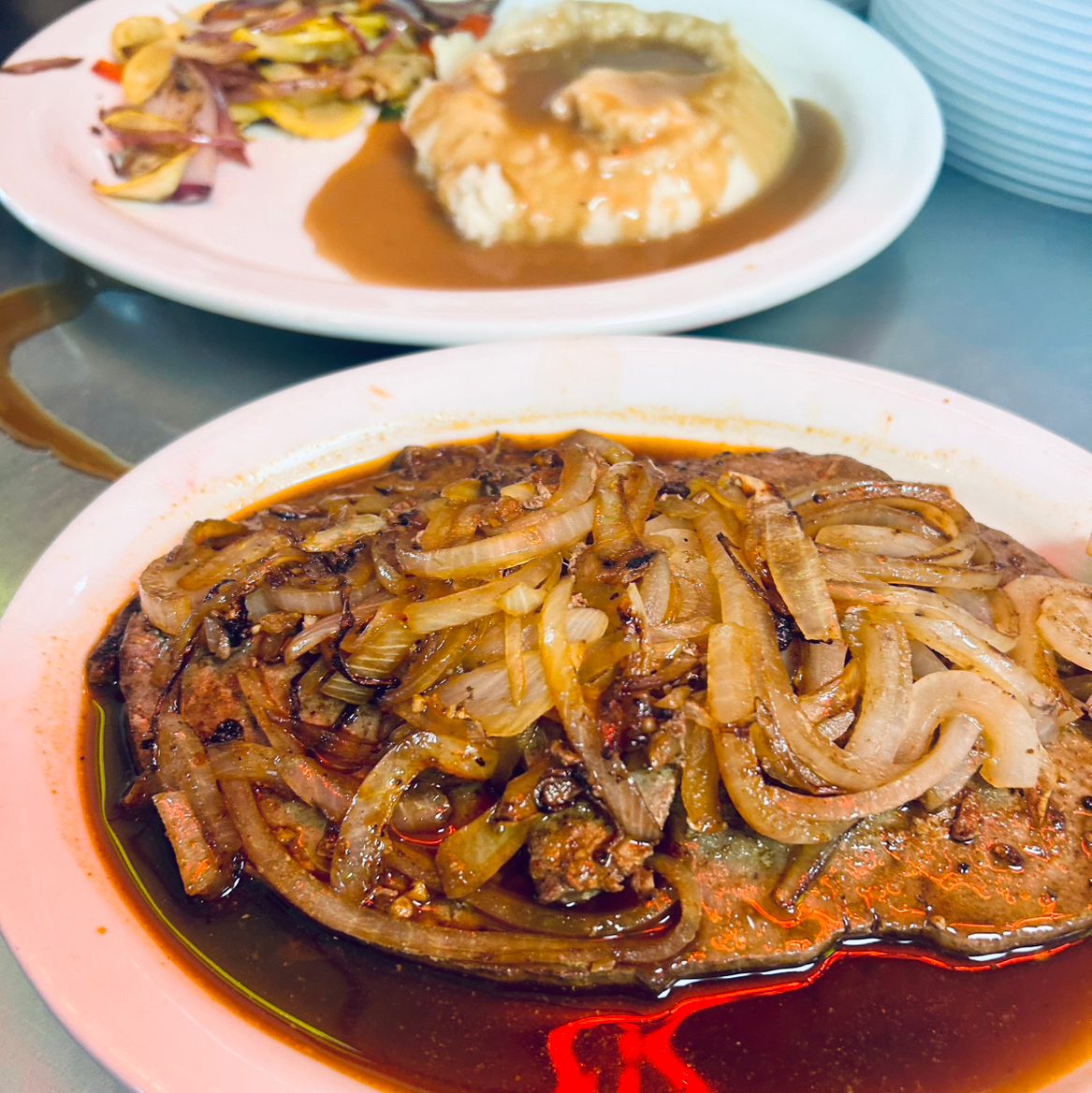 Grilled Liver and Onions.