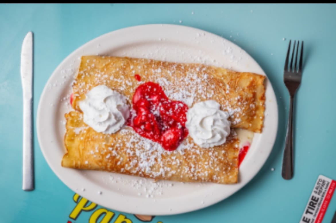 Cream Cheese & Strawberry Crepe.