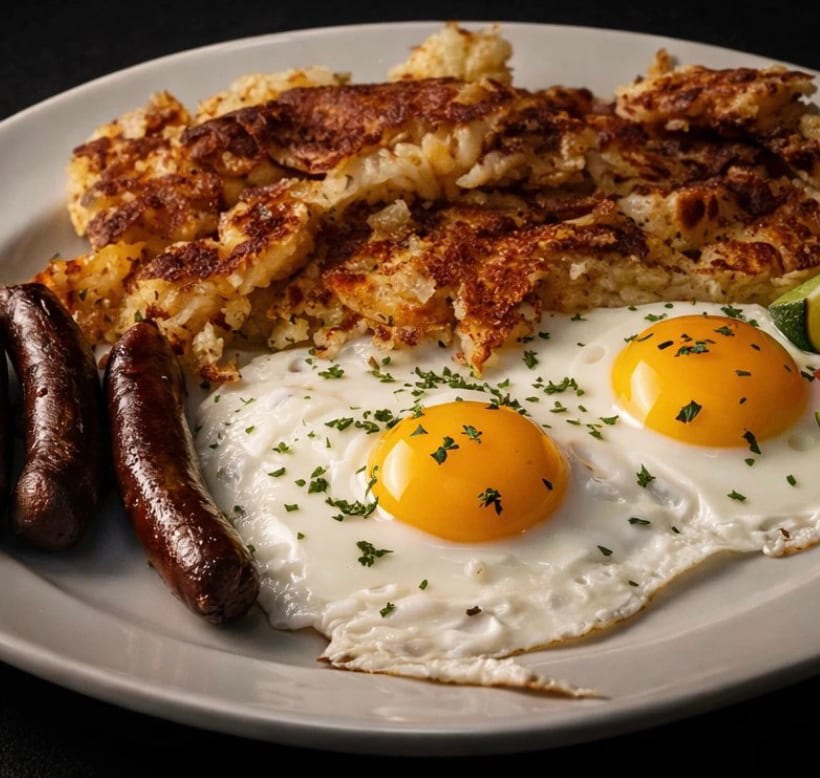 Two Eggs, Home Fries or Grits, One Meat and Toast.