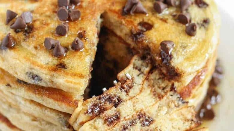 3 Banana Chocolate Chip Pancakes.