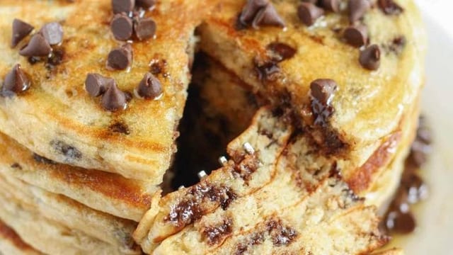 3 Banana Chocolate Chip Pancakes.